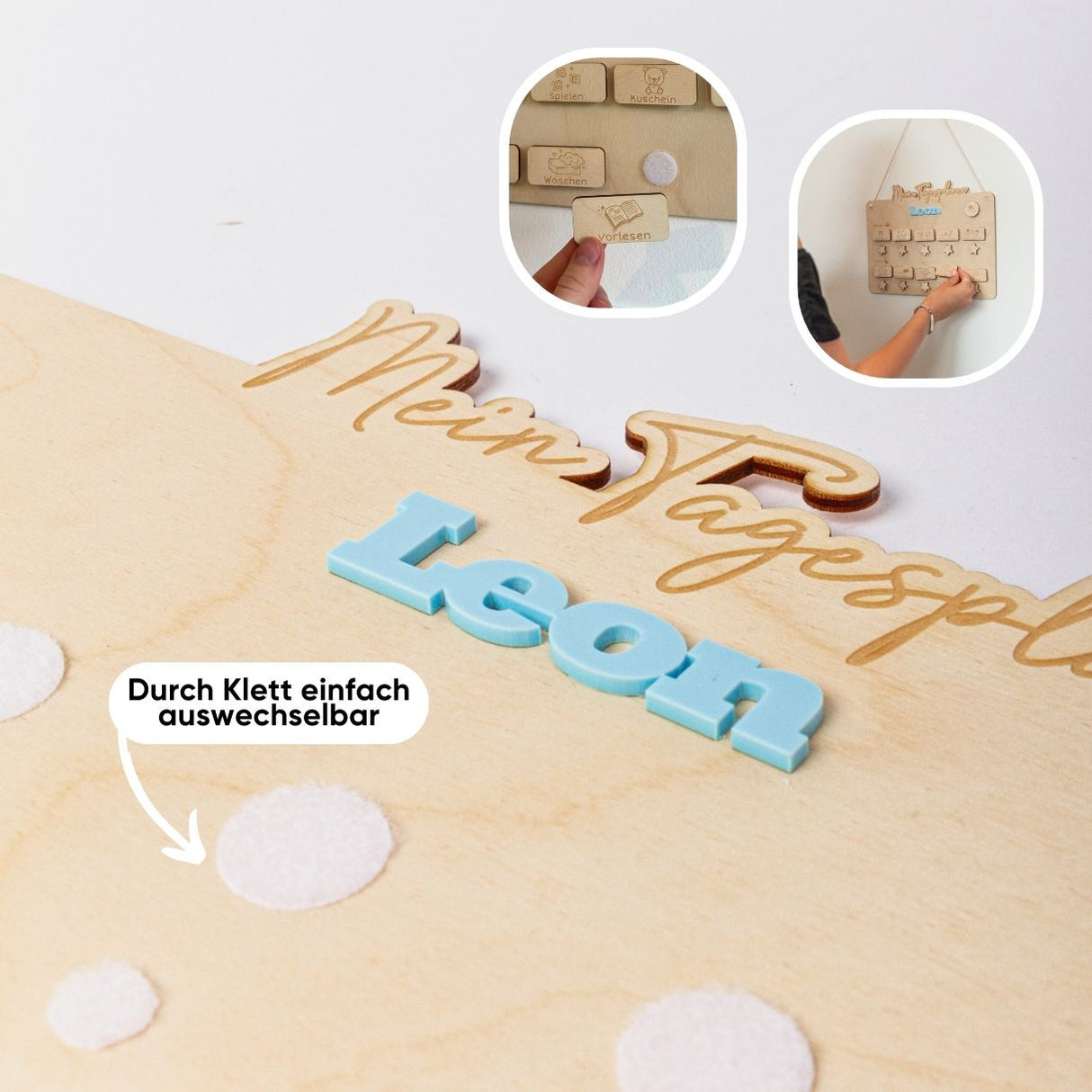 Routinenplaner aus Holz für Morgens und Abends