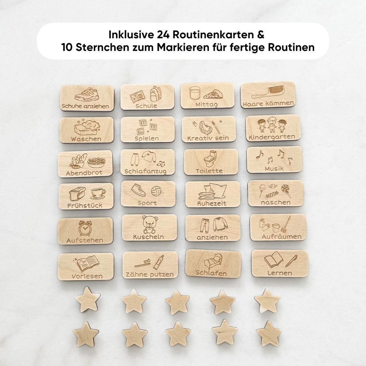 Routinenplaner aus Holz für Morgens und Abends