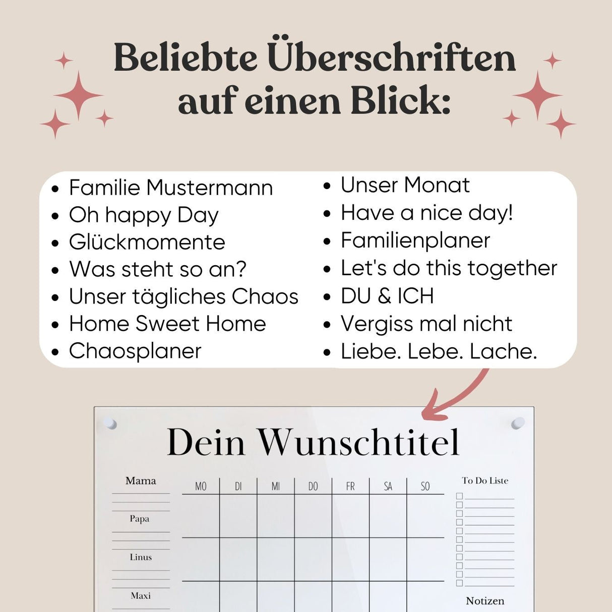 Wochenplaner @Camilla.smt Pferde Edition mit Magnetboard