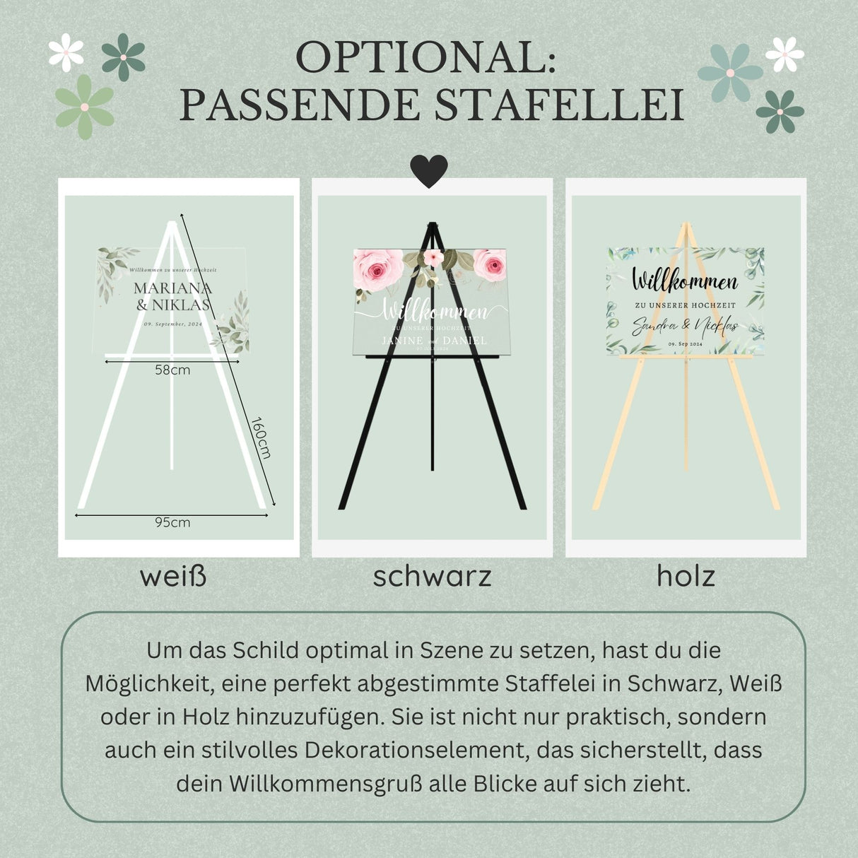 Rundes Hochzeitsschild "Blättersegen"