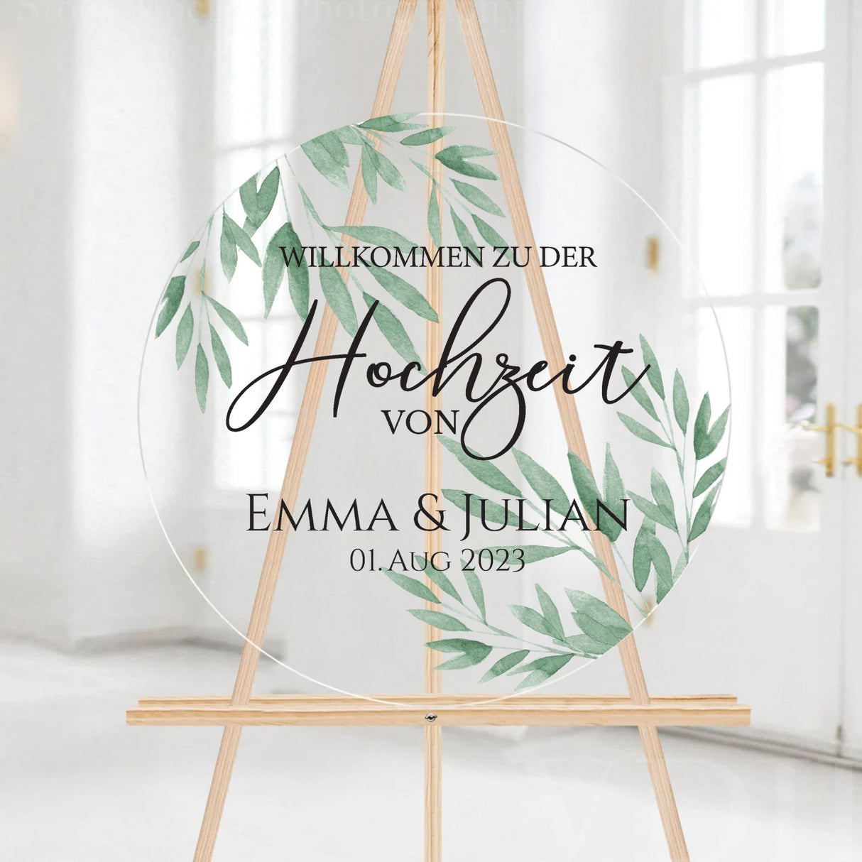 Rundes Hochzeitsschild "Blättersegen"