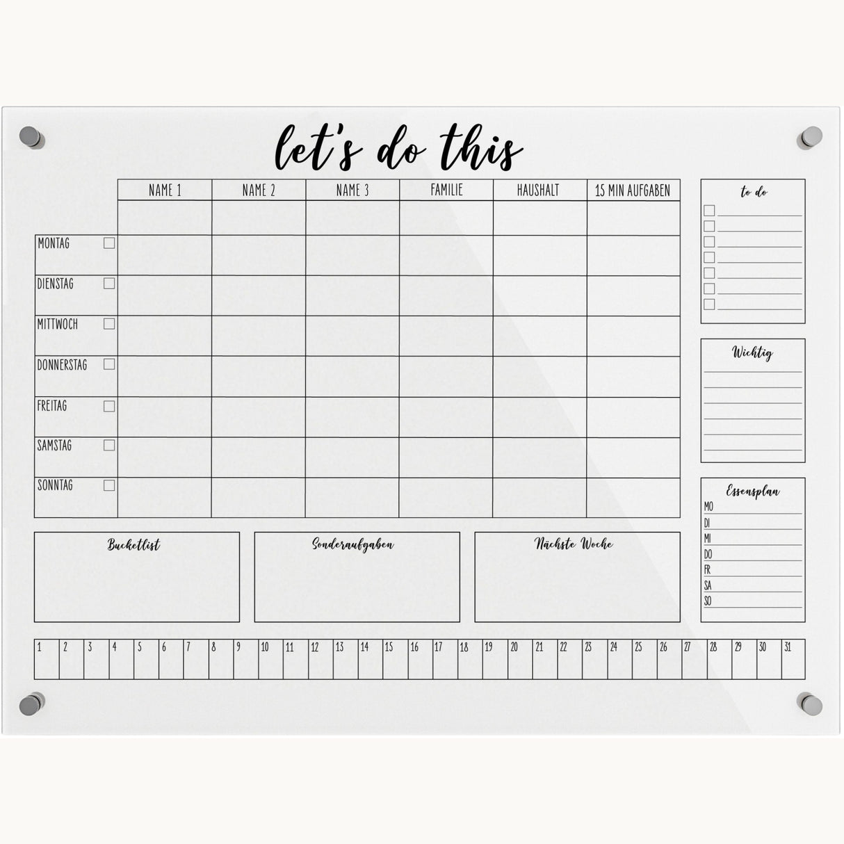 Wochen- und Monatsplaner bis 6 Namen @Jellypacktan
