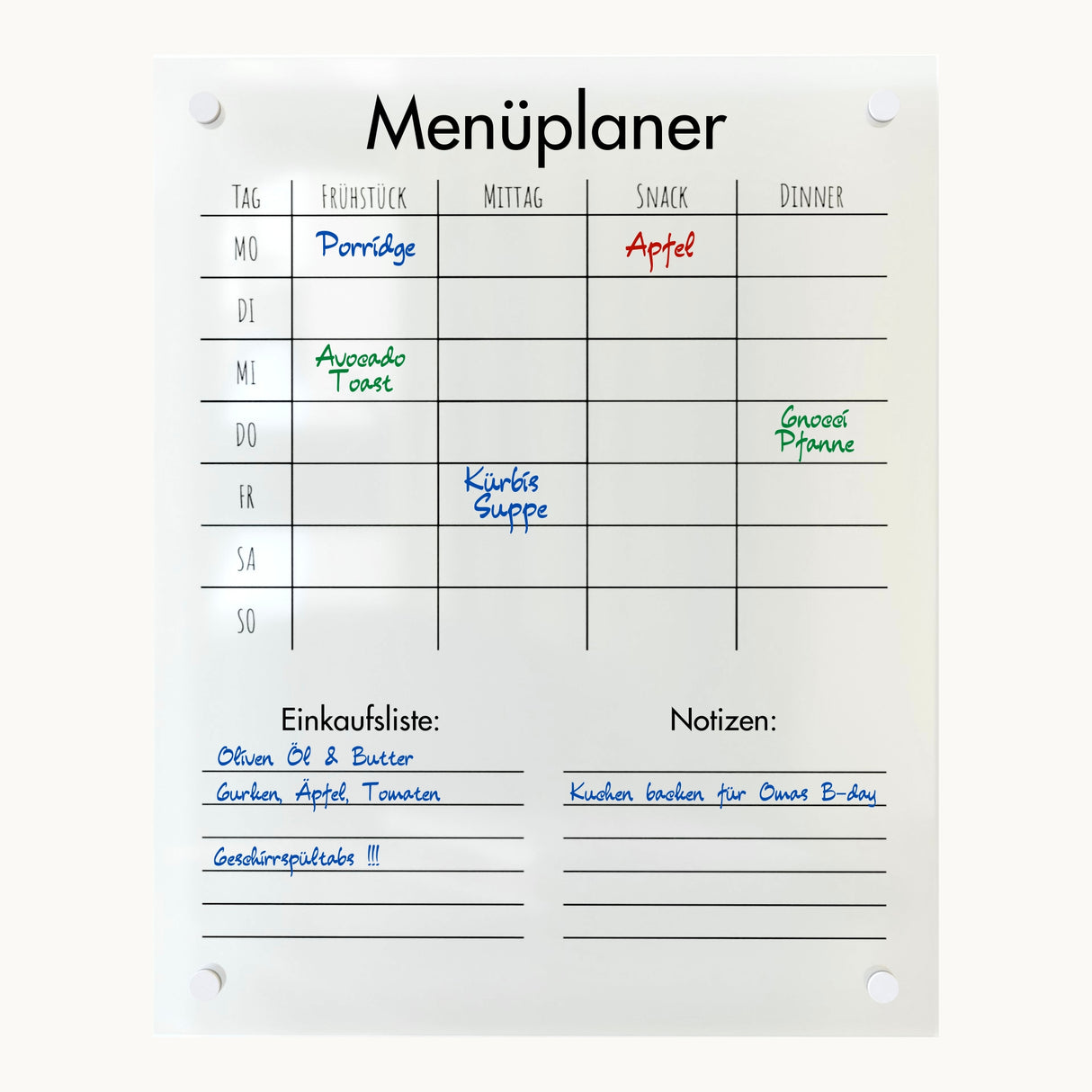 Organize and Style Menüplaner @Sixx