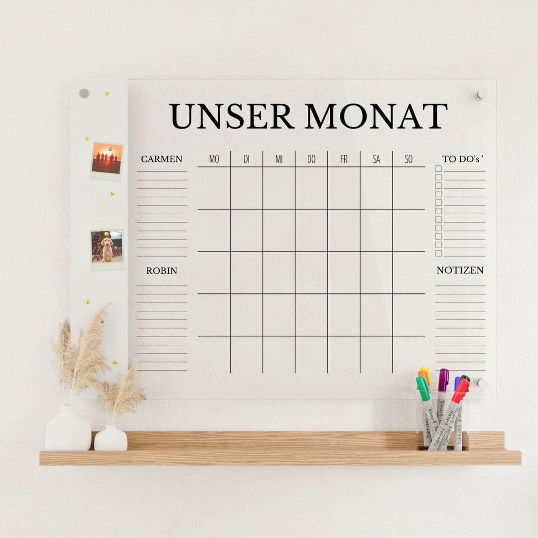 Kalender für 2 Personen mit Magnetboard