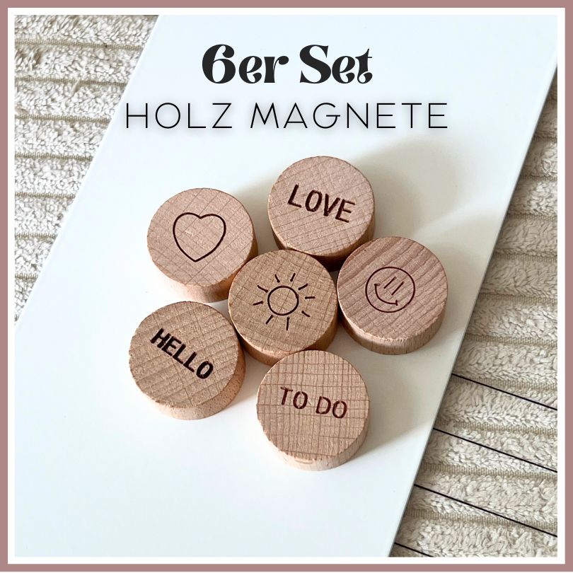 6er Set Holzmagnete